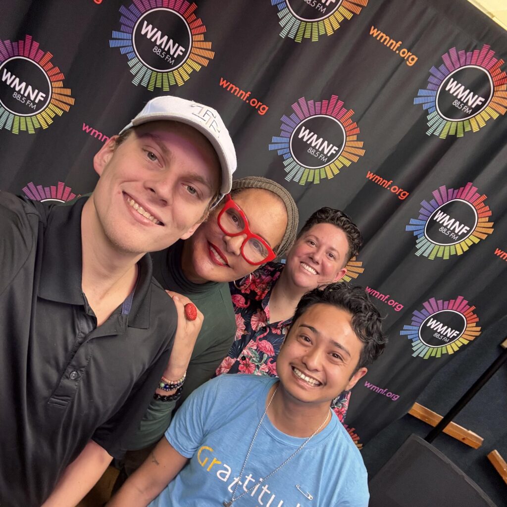 Hosts Chris Gorman, Esme Russell, and Vyn Suazion, joined by My trans Network's Callen Jones