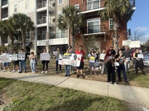 Students for a Democratic Society protest USF, calling for a