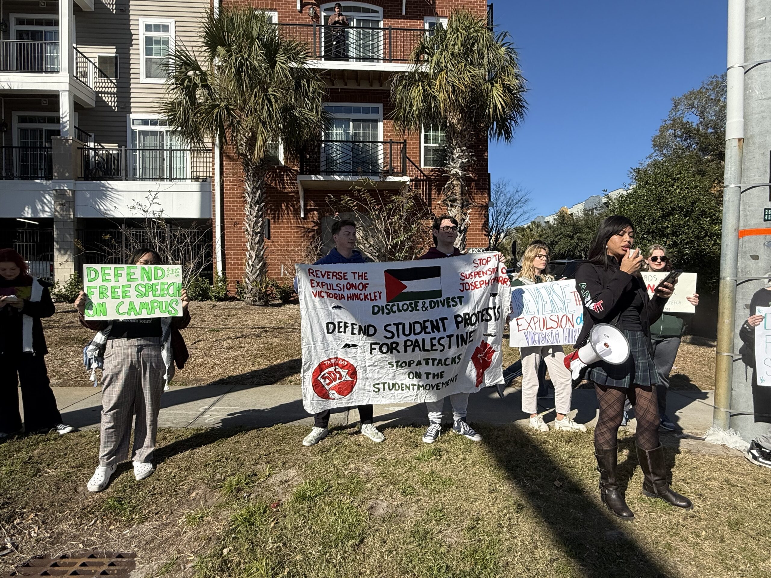 Students for a Democratic Society protests USF, calling for reversal of campus ban